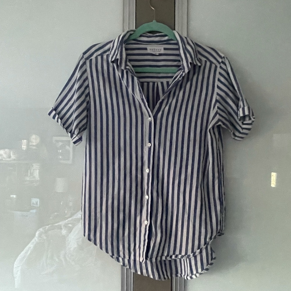Cute Striped Button Down Top Medium - image 1